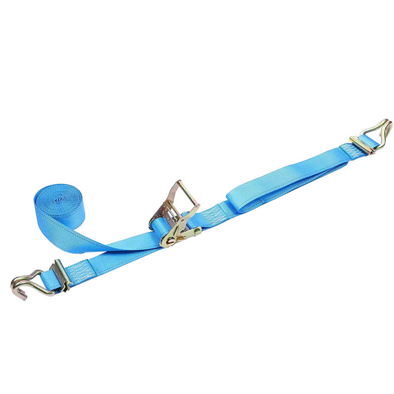 สายรัดเฟืองล้อ E-Track สีน้ำเงินขนาด 2'' X 12' พร้อมตะขอลวดและฟิตติ้ง E-สปริง